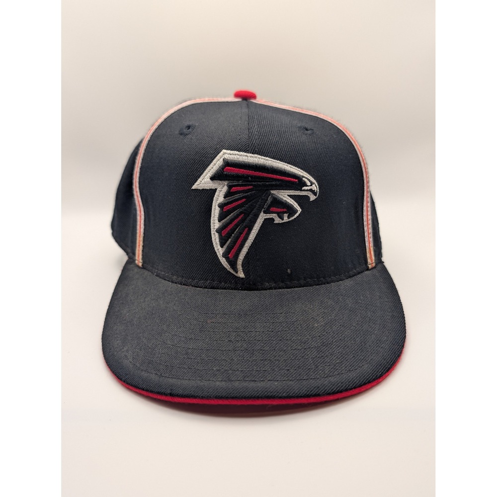 Reebok Atlanta Falcons Hat Mens 7 1/8 Black Red Fitted NFL Wool Cap Excellent